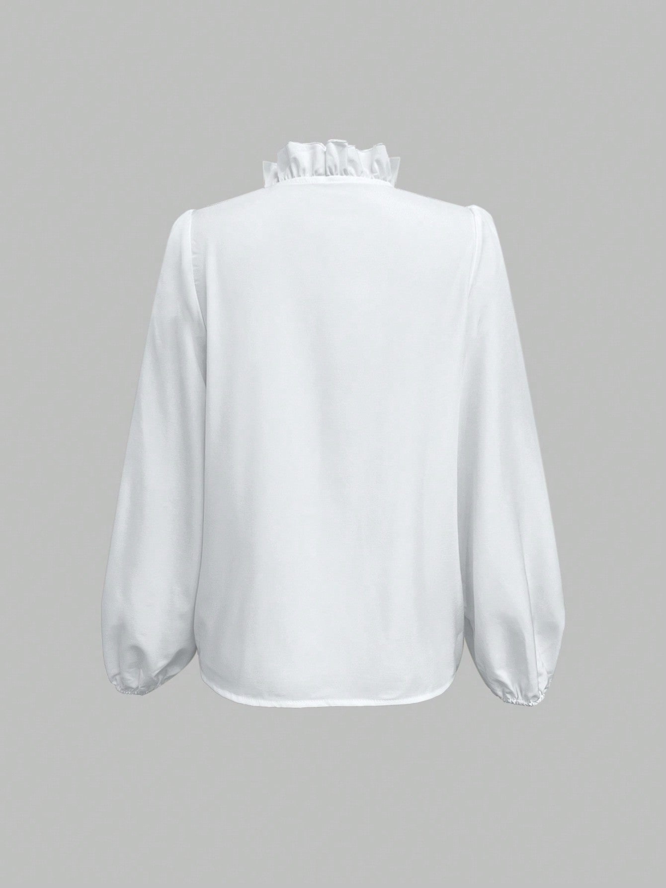 Ruffle Trim Lantern Sleeve Blouse Long Sleeve Top