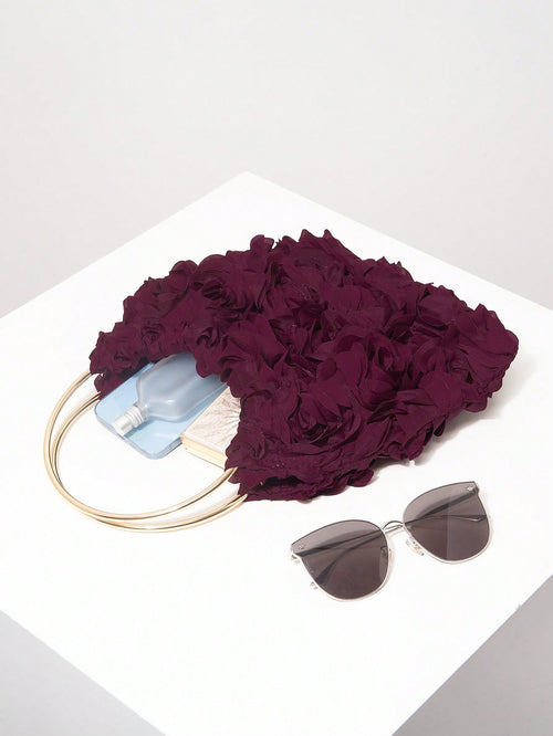 Exquisite Floral Bag For Women. Burgundy
