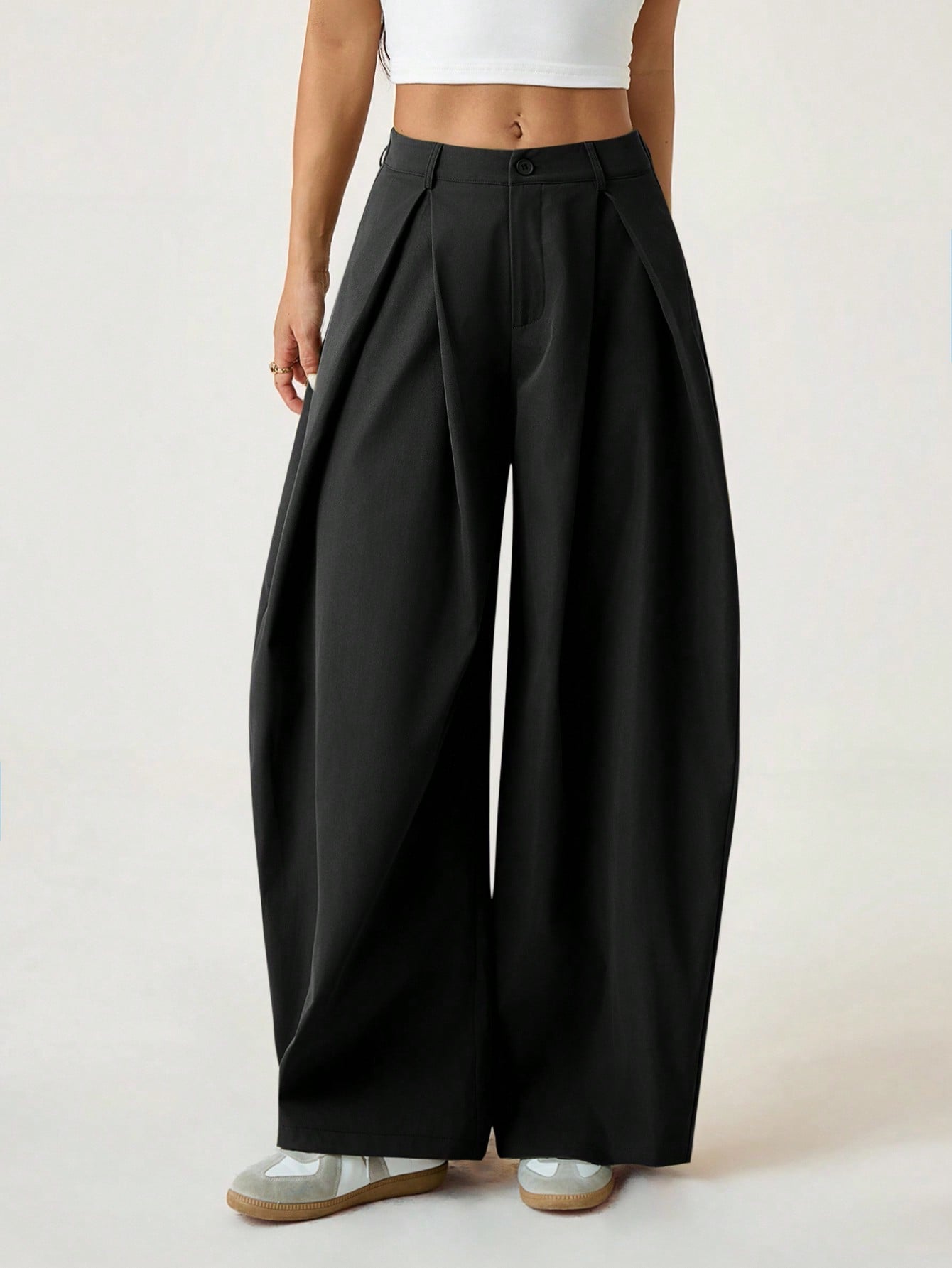 Women's Summer Vintage Casual Streetwear Going Out Oversized Army Black Curved Hem Pants Pants