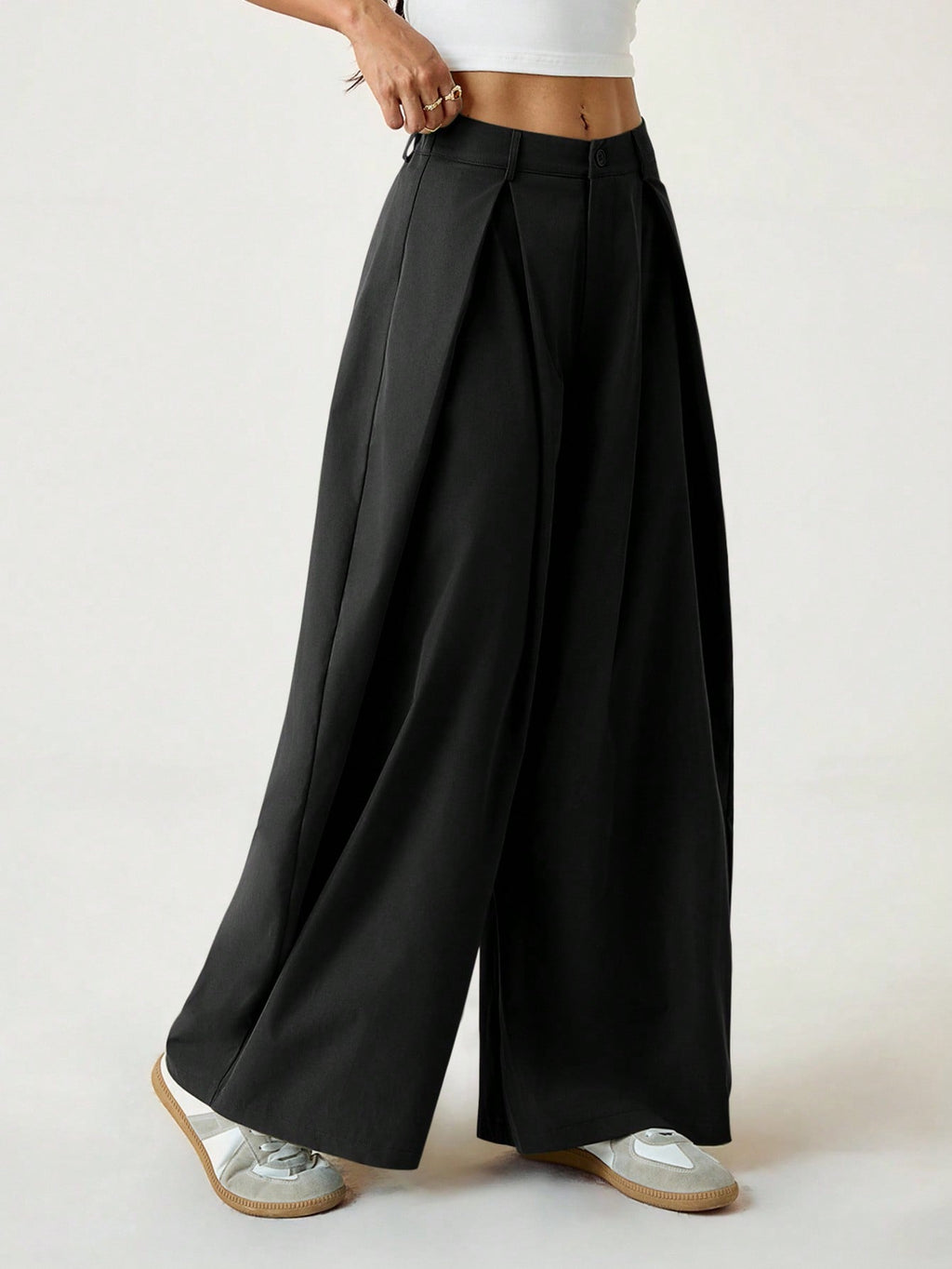 Women's Summer Vintage Casual Streetwear Going Out Oversized Army Black Curved Hem Pants Pants